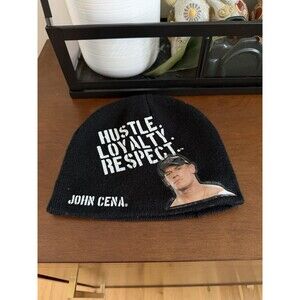 Original WWE John Cena Beanie Hustle Loyalty Respect - Black - WWE Tags Logo